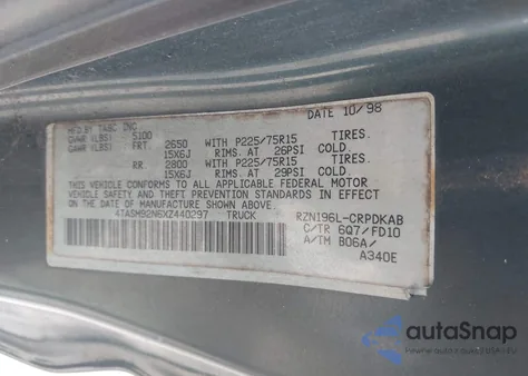 1999 Toyota Tacoma Prerunner z USA, uszkodzony, nr VIN 4TASM92N6XZ440297